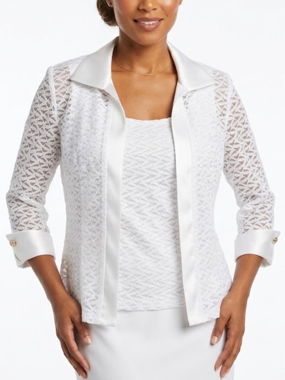 R&M Richards Coquette White Lace Jacket Tank Set Bridal Rehearsal Cottagecore 12